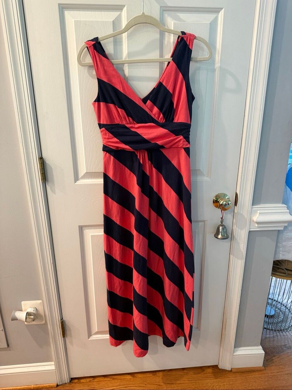 Lilly Pulitzer Pink & Navy Stripe Banded Waist Tank Dress sz S EUC